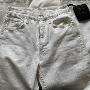 NWT Mother high waisted rider skimp white jeans originally $218